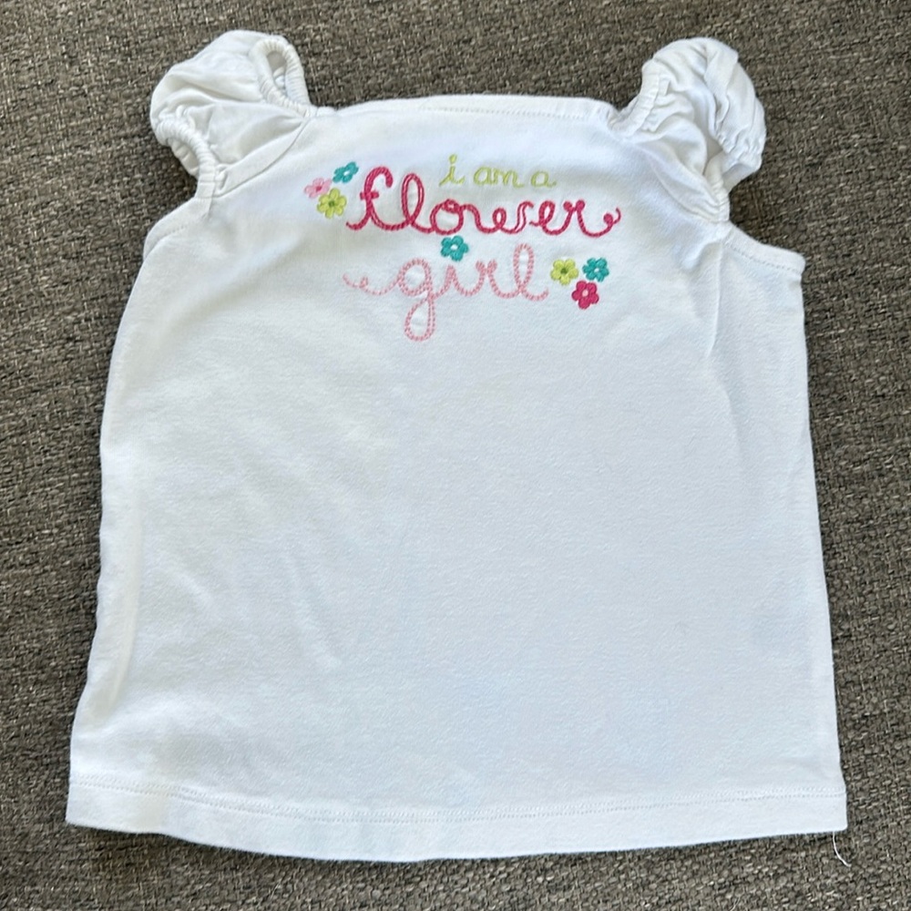 Gymboree Girls White Embroidered Flower Girl Flutter Puff Sleeve Top Size 5T